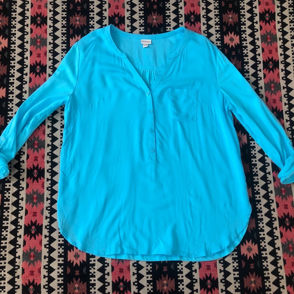 Merona Blue Long Sleeve Blouse